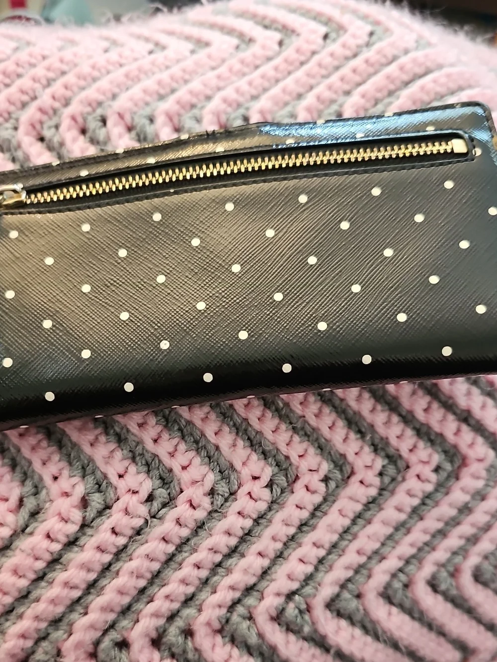 Polka Dot Black Leather Card Wallet - Men Accessories